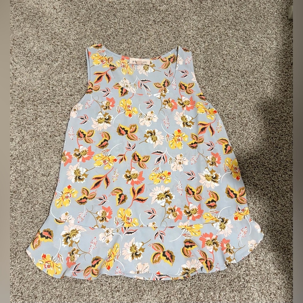 Philosophy Women's Floral Sleeveless Blouse - Blue and Yellow